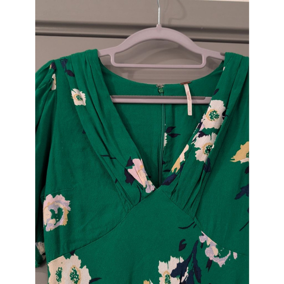Women's Free People Green Floral Mini Dress Size 0 - Picture 6 of 11